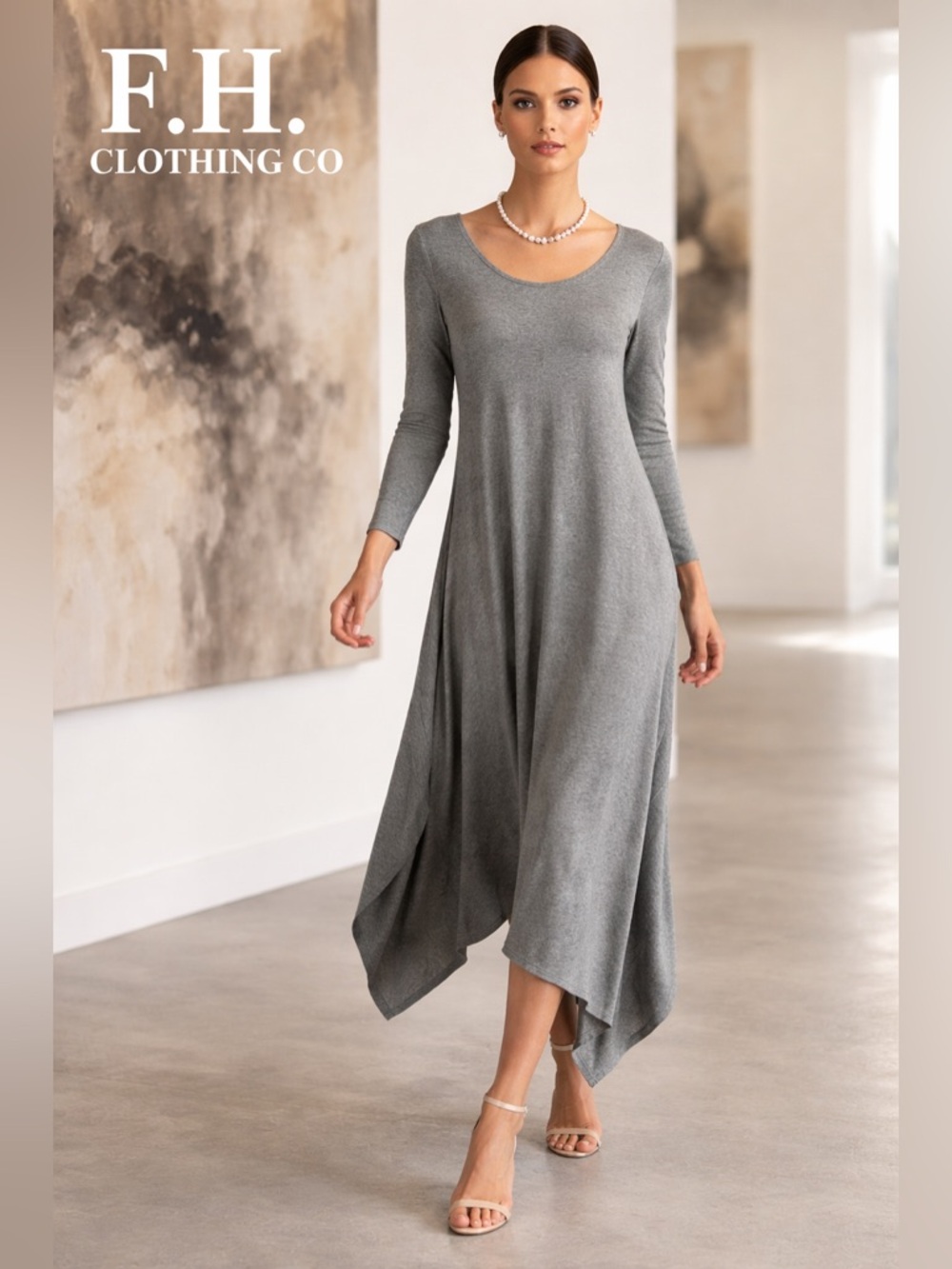 FH Clothing Co.,Classic & Timeless, Stretch,Pull-Over Dress,Day/Night,Size L